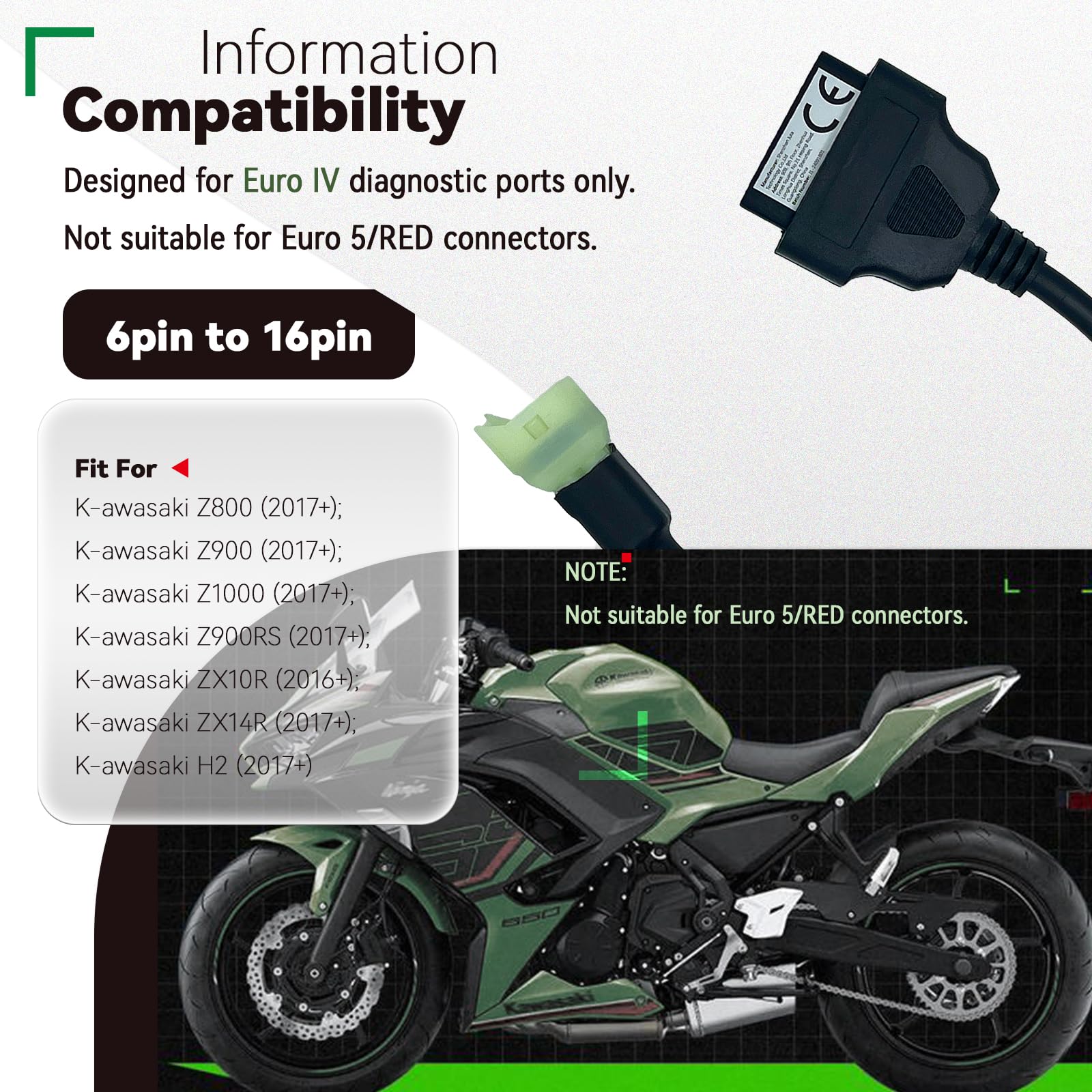 Amazon.co.jp: KawasakiオートバイOBD2アダプター用、6ピンから16ピン
